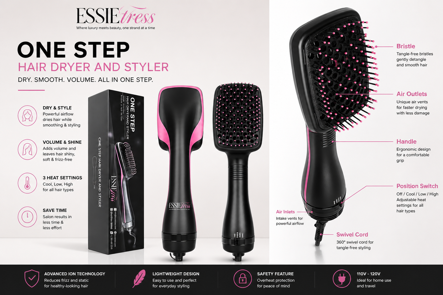 One Step Hair Dryer & Styler