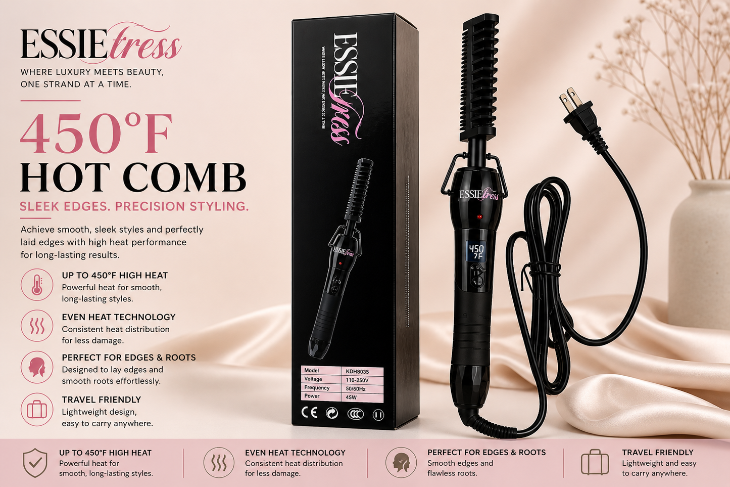 Essietress Thermal Comb – Luxury Hot Comb Styling Tool